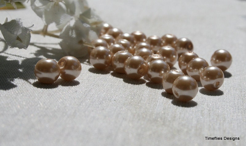 8mm Lovely Golden Glass Pearls
