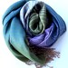 100% Silk Turqoise-Pink Stripes Scarf Traditional Textiled