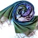 100% Silk Turqoise-Pink Stripes Scarf Traditional Textiled