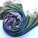 100% Silk Turqoise-Pink Stripes Scarf Traditional Textiled