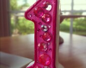 Birthday Candle - Blinged Out Number Candle - SINGLE DIGIT - Rhinestone, glitter, custom made, blingy number candles. First (1st) birthday. Il_170x135
