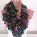Chocolate brown, pink, green ruffled scarf