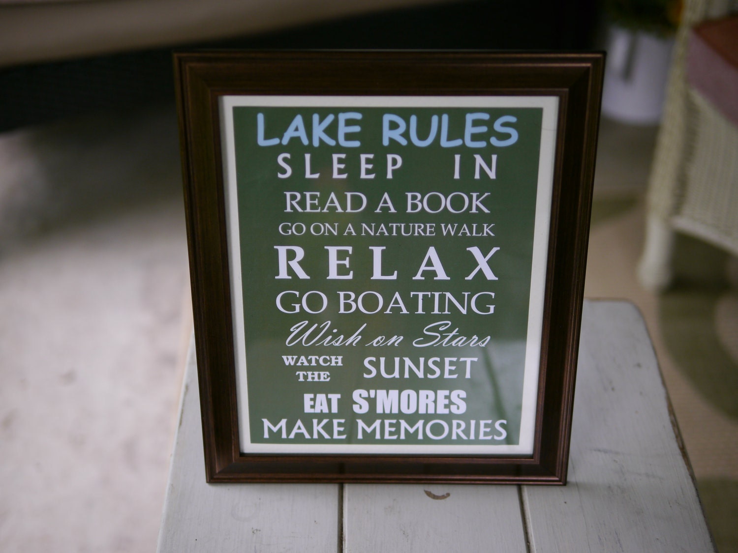 Lake Rules Framed Sign