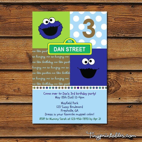 Items similar to Cookie Monster Birthday Party Invites - DIY Printables ...