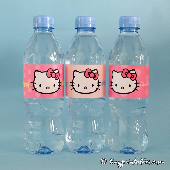Items similar to Hello Kitty DIY Water Bottle Labels 6 Designs on Etsy