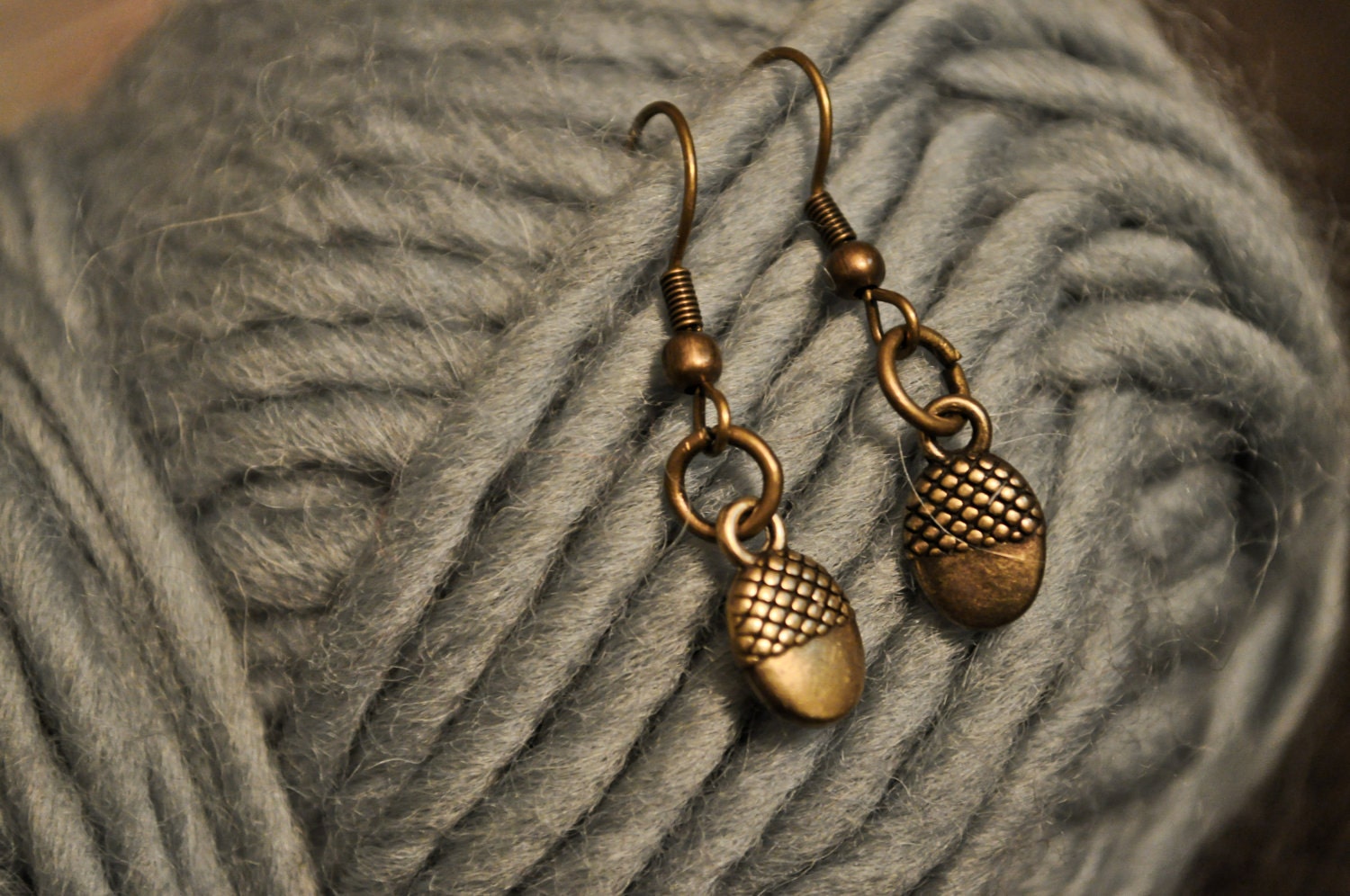 SALE Brass Acorn Earrings
