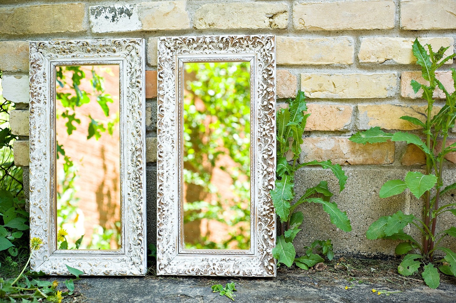 RESERVED FOR CONNIE Distressed Vintage Mirror Set 10x20
