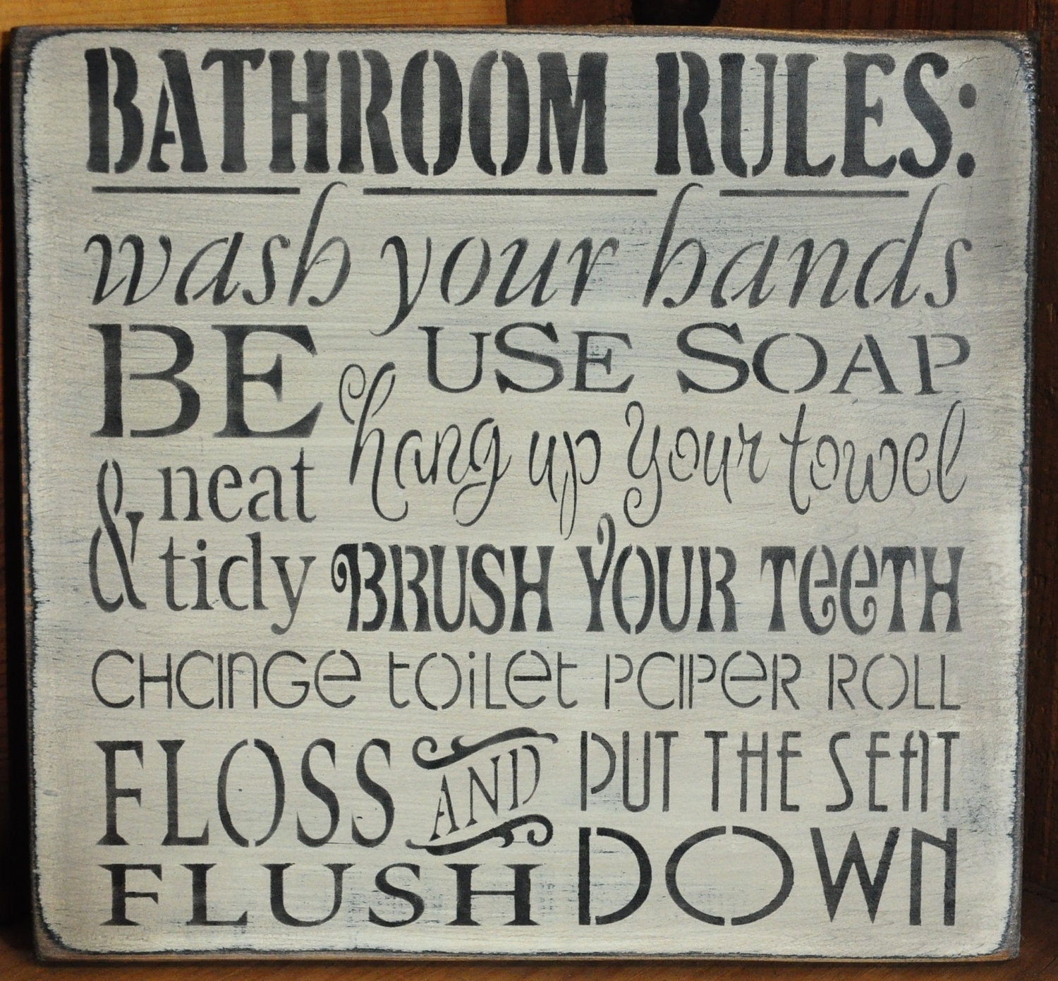 Primitive Rustic Western Shab Bathroom Rules by theprimitivebarn1