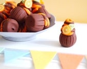 Handmade Cupcake beads, 5pcs Mini Chocolate Orange Cupcakes charms