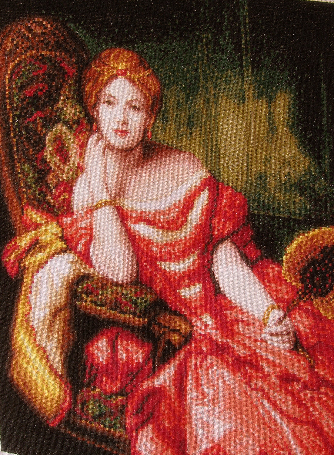 Lady in Red ( FREE SHIPPING,needlecraft,needlepoint,gobelin)