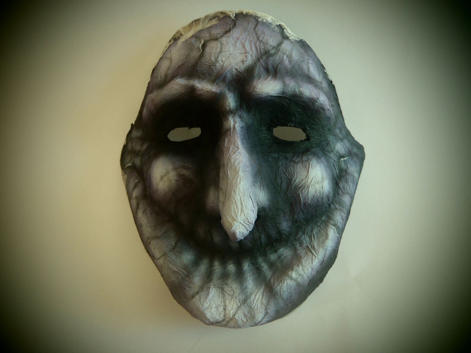 Witch mask. Mask made with the paper mache technic
