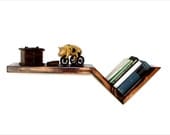 Small Flatliner Floating Wood Zig Zag Book Shelf  FREE SHIPPING