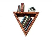 Large Floating Wood Triangle Bookshelf FREE SHIPPING