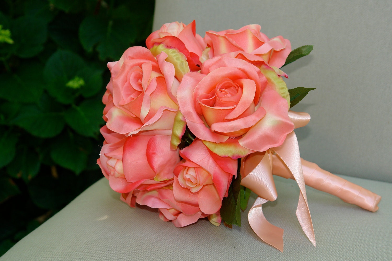 wedding bouquets with coral flowers