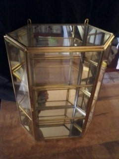 Glass Brass & Mirror Display Case Curio. Standing And Hanging. (121604)