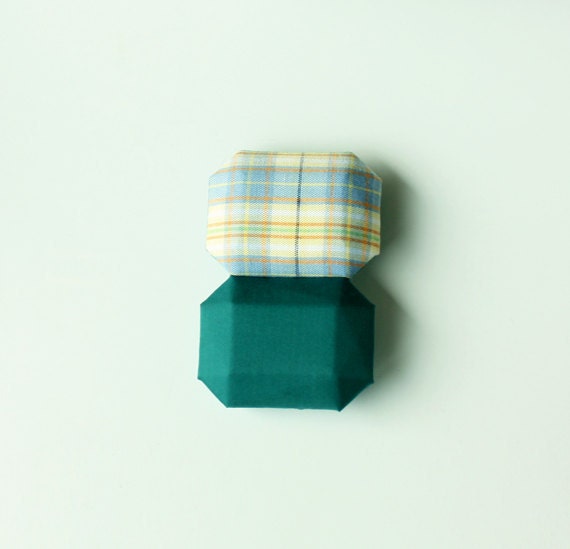 Green color brooch, color block, handmade brooch
