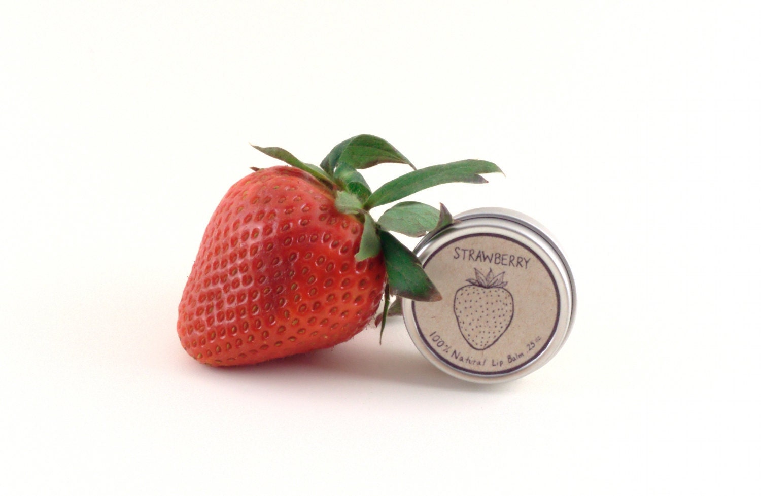 Strawberry Lip Balm - Made with all natural local beeswax and orgainc shea butter - Lip Balm Tin