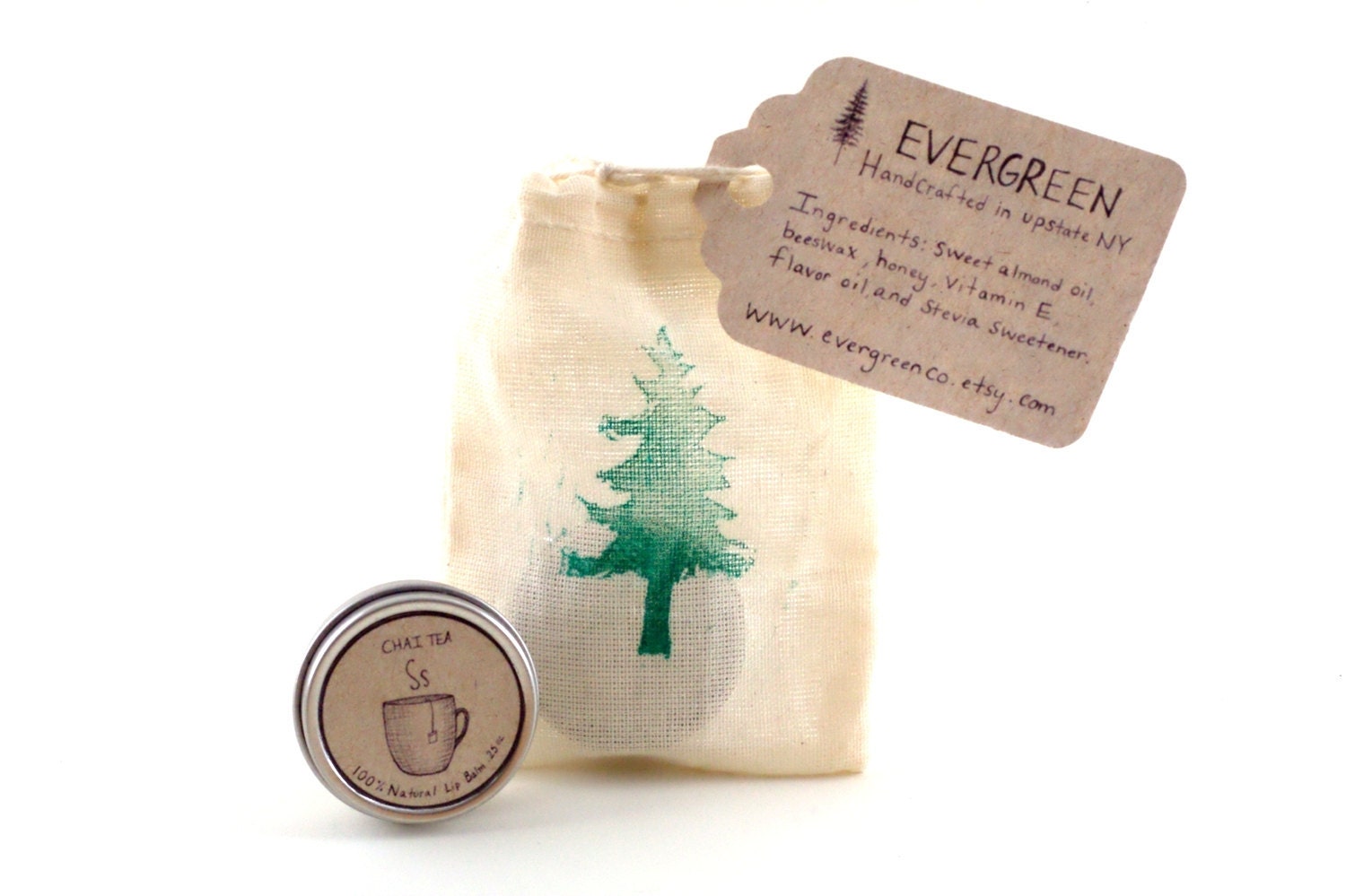 Chai Tea Lip Balm - Made with all natural beeswax and organic shea butter - Lip Balm Tin