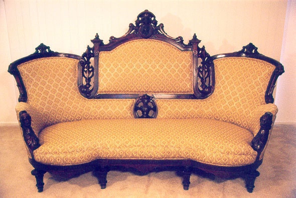 Renaissance Revival, Civil War Era, Victorian Floral Tapestry, Upholstered Sofa and Chairs, Living Room/Parlor Set