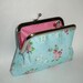 Blue shabby chic kiss lock 4" coin purse - made with cath kidston pink rose and polka dot fabric