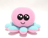 Stuffed octopus baby toy made-to-order with pink and turquoise fleece