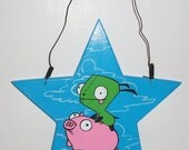 Gir and Pig flying star wall plaque-- Fan Art
