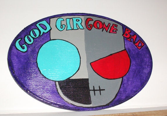 GIR Fan Art--Good Gir Gone Bad- Wooden Plaque -Invader Zim Acrylic on Wood