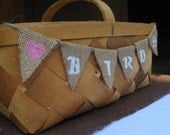 Decorated Wedding Card/Program Basket with Mini Burlap Banner-Orchard, Winery, Outdoor Wedding- LOVE Birds, Rustic, Pink Wedding