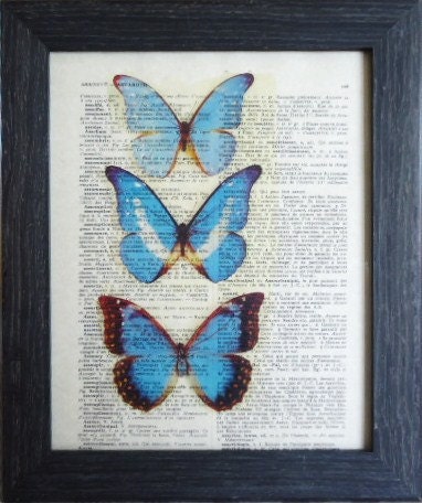 Art women butterfly print on french dictionary page upcycled book page butterfly print for your wall (17)