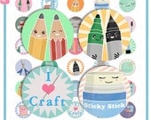 CRAFT 1 x 1 inch Circles, digital collage sheet for bottle caps, badges, stickers (Commercial use license)