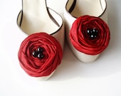 Dark Red Roses Shoe Clips - BizimWedding