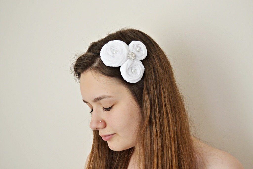White Roses Bridal Hair Band
