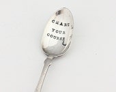 Chart Your Course Spoon. Hand Stamped Nautical Silverware Coastal Decor Graduation Motivational Quote