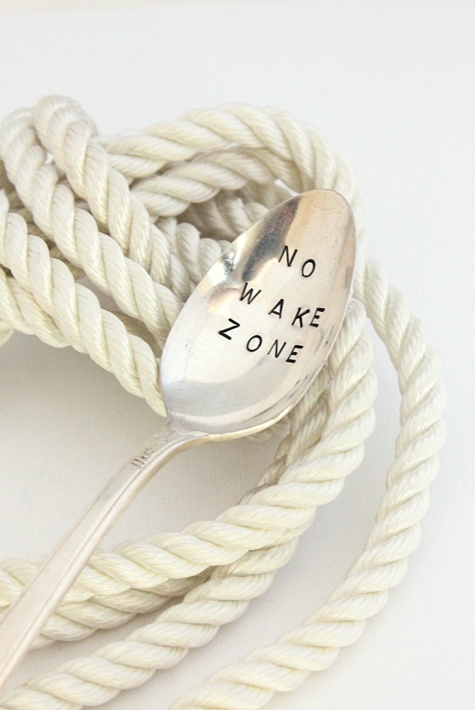 No Wake Zone Coffee Spoon Nautical Spoon Eco Friendly Hand Stamped Silverware Nautical Decor