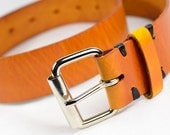 Men's and Women's Handmade Yellow Leather Belt