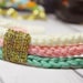 Three colors Crocheted Rope Bracelet - by qualified yarn and svelte golden chain wrap in center
