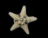White Pearl Crystal Starfish Hair Clip