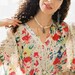Last one. CORAL SPRAYS Cotton kaftan maxi dress in floral print. Hospital gown, lounge wear, beach cover up or summer dress Gift for her.