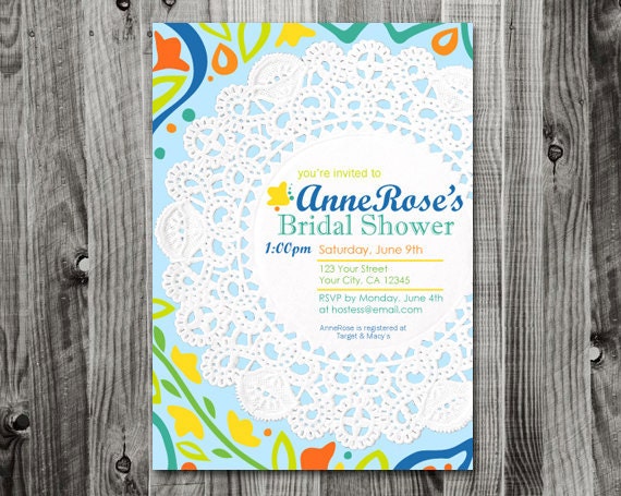 Anthropologie Inspired Shower  -  Printable Vintage Modern Kitchen or Standard Bridal Shower Invitations