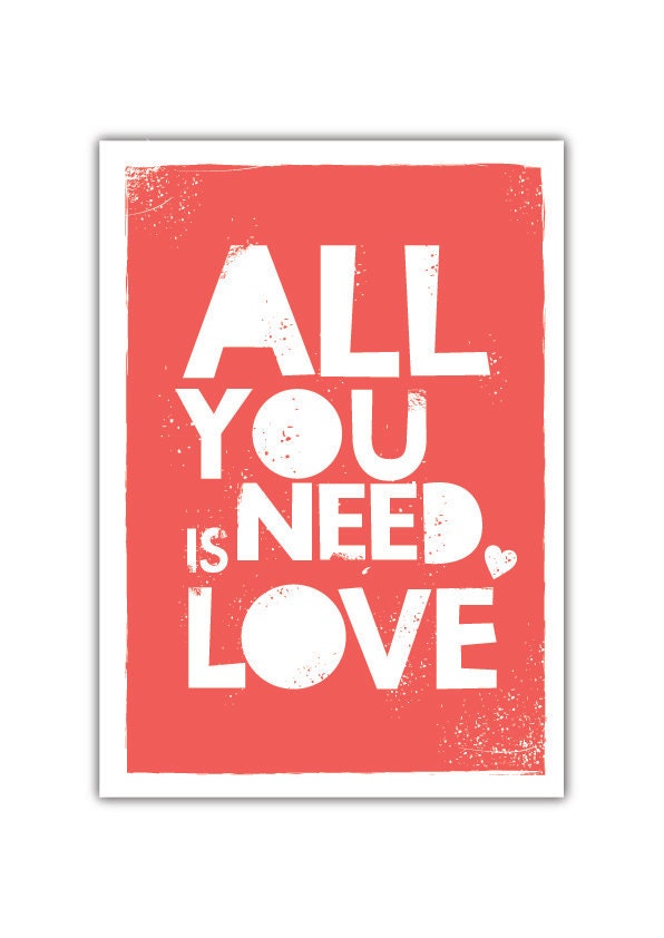 BUY 2 Get 1 Free - All You Need is LOVE: CORAL Quote Typography Personalized Custom Children decor Wedding Birthday Anniversary Nursery Baby