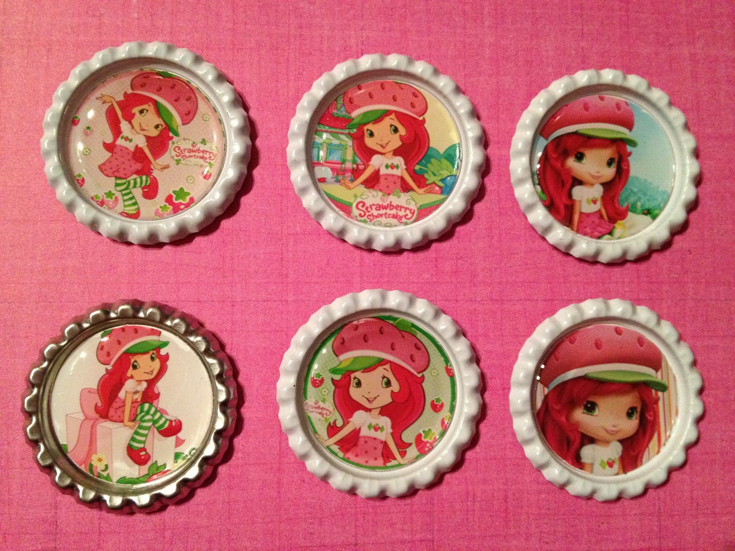 Strawberry Shortcake Inspired finished bottlecaps