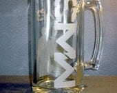 MW3 Etched Glass Beer Mug: Modern Warfare 3 Inspired Etched Glass Stein. MW3 Gifts