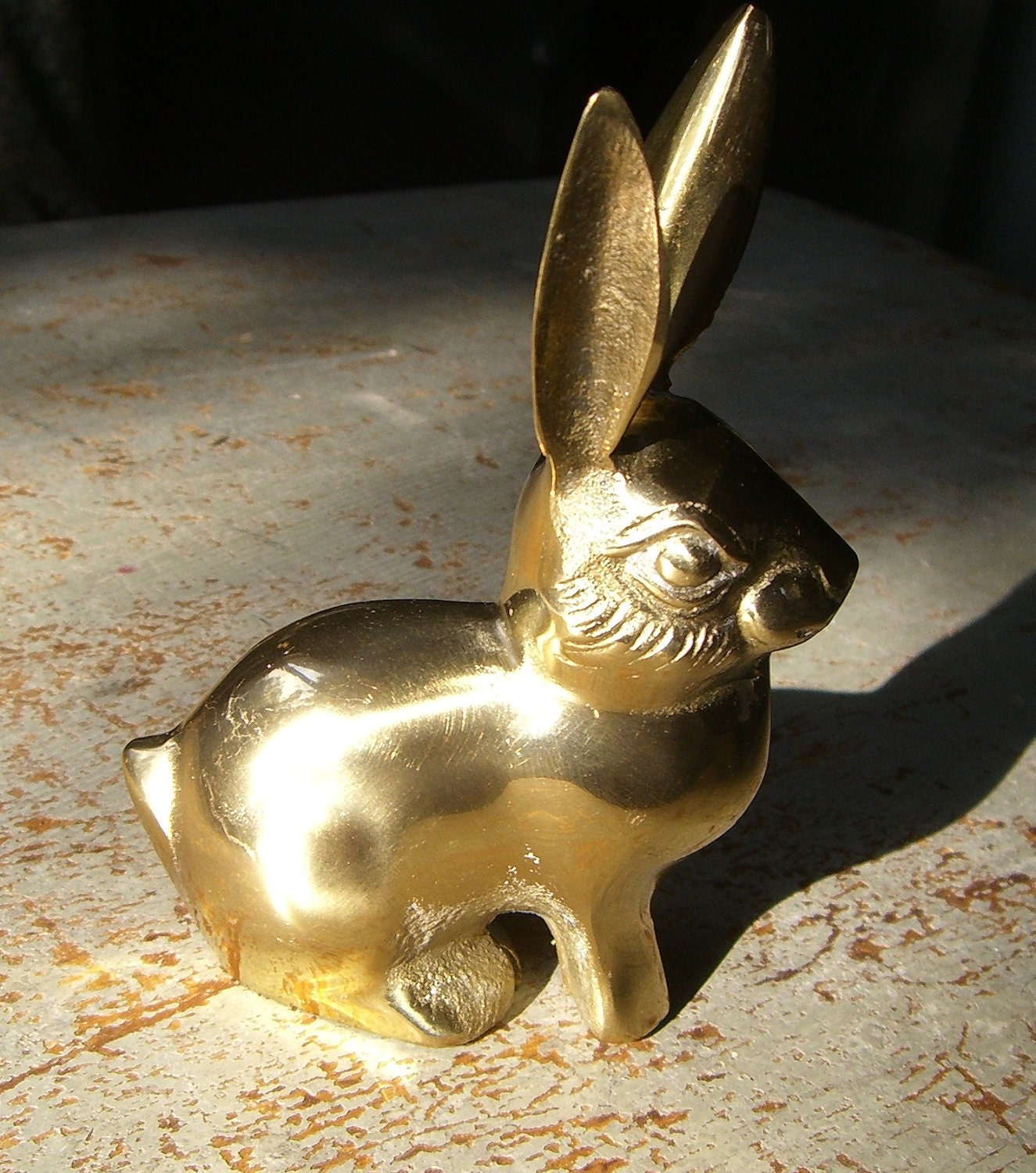 Vintage Figurine Brass Bunny Rabbit Solid Brass By Thebackshak