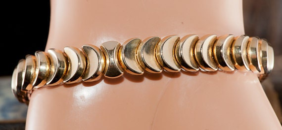 Repurposed & Upcycled Vintage Dress Clip NOW 2 Tone Watchband BRACELET OOAK