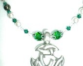 Celtic Open Triad Swarovski Pearl and Crystal Necklace