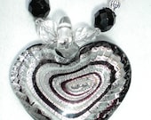 Black and White Swarovski Pearl and Crystal Necklace Scifi Fantasy M51