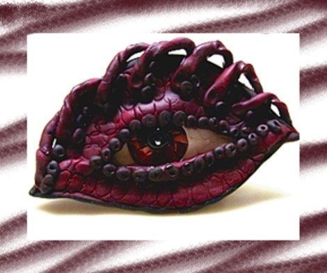 Dragon Sculpture Fantasy Renaissance Art Dragon Eye Burgundy