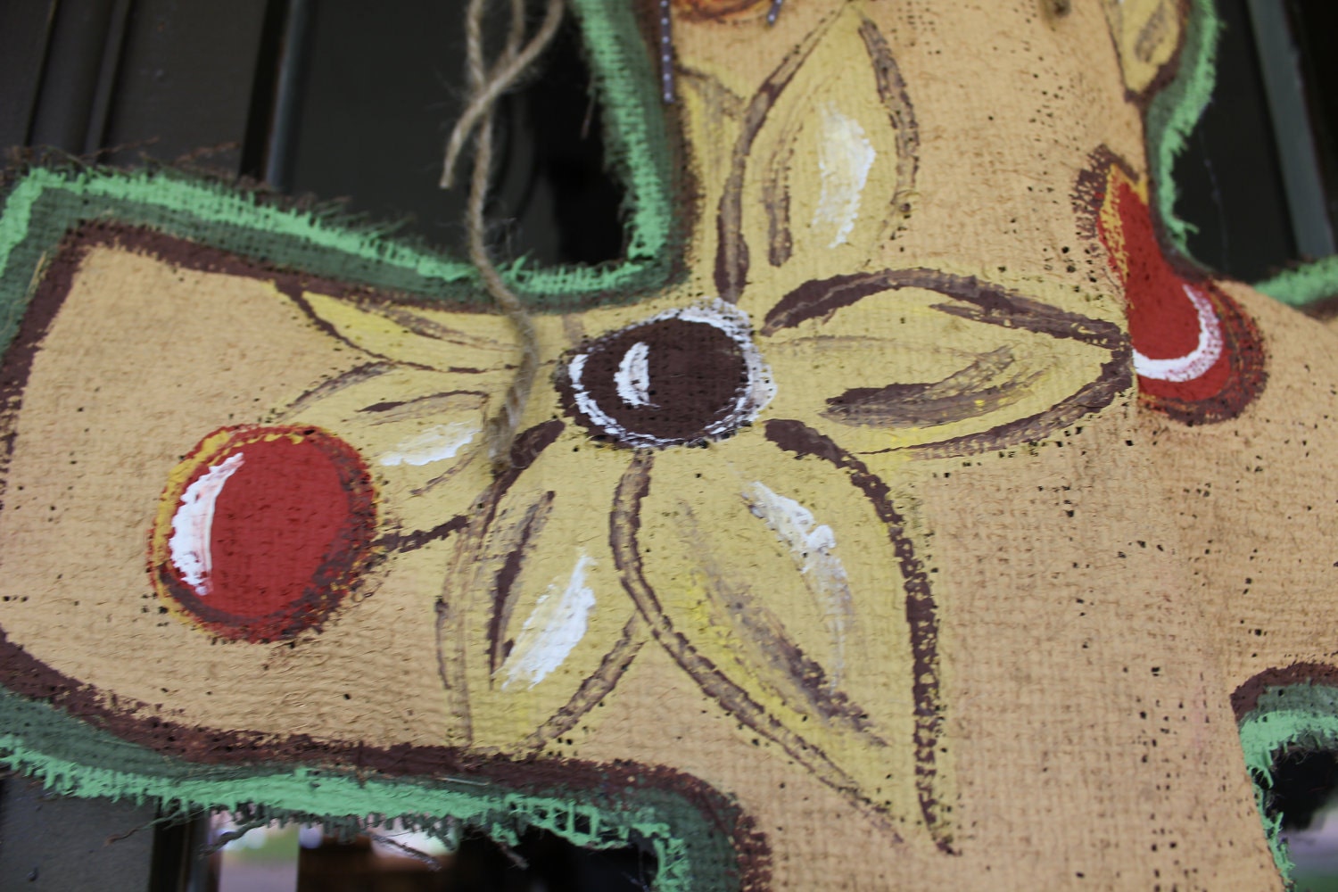 Sunflower Cross Burlap Door Hanger