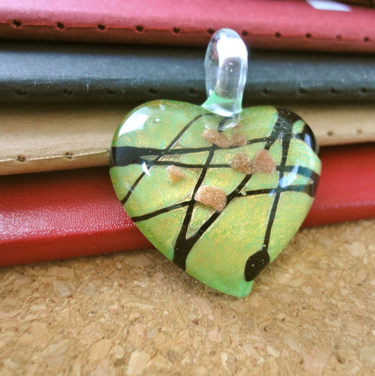 Swirled Murano Glass Heart Pendant by TMDElements on Etsy
