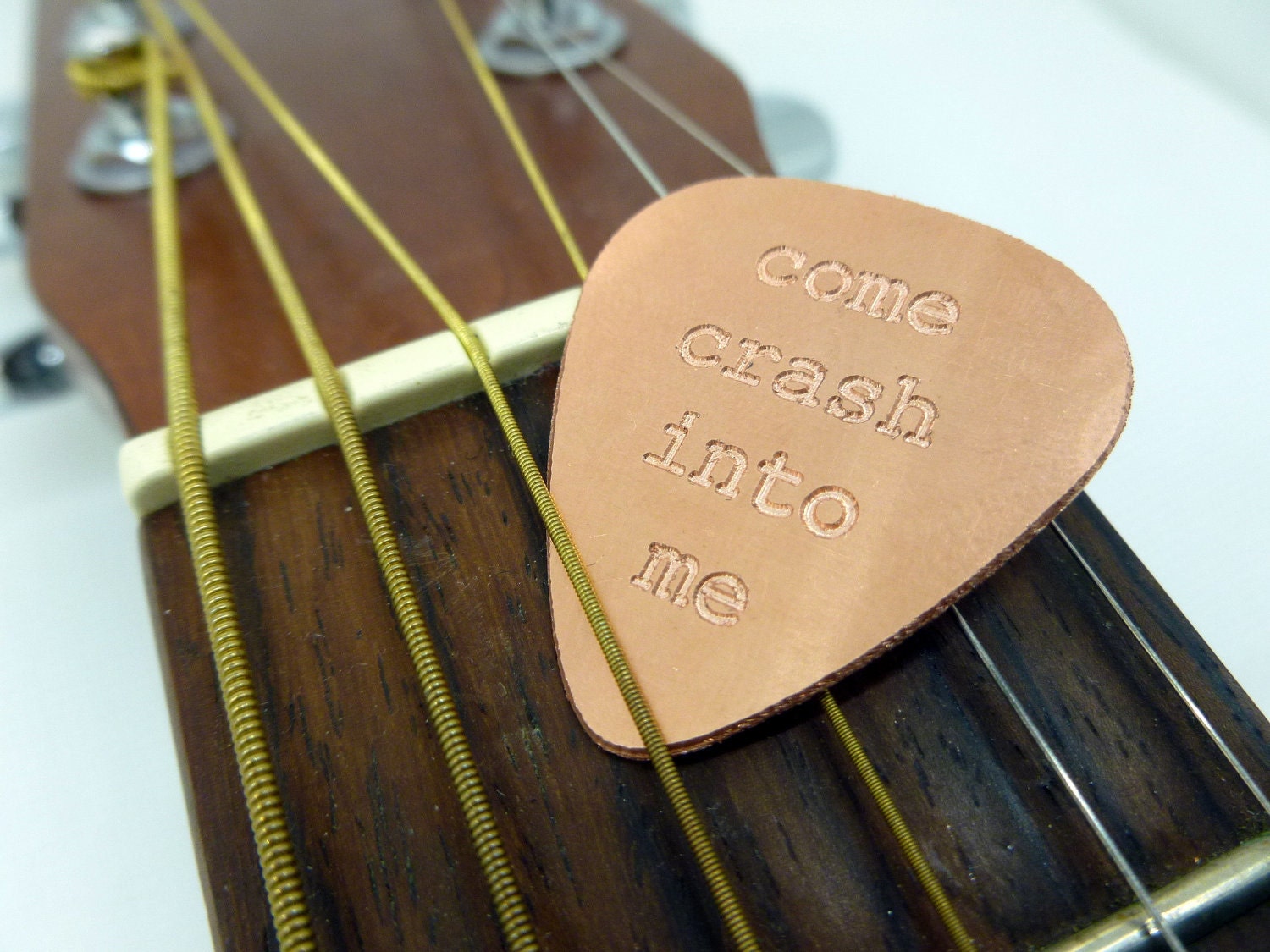 Engraved Copper Guitar Pick - Dave Matthews Band - Come Crash Into Me